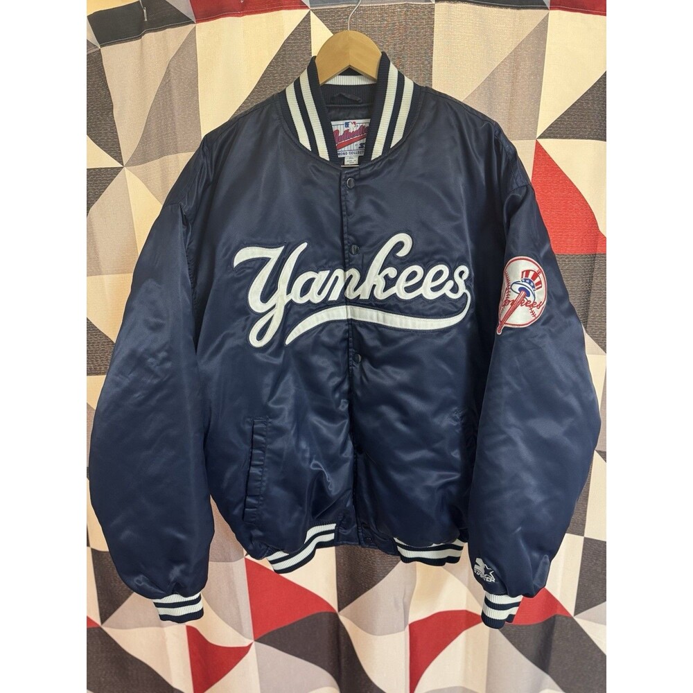 Vintage New York Yankees Jacket Mens XL 90s Starter Satin Diamond Collection